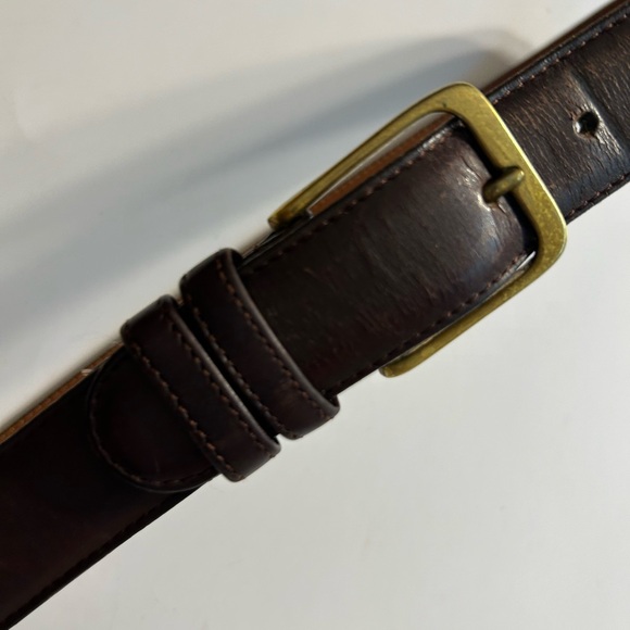 COACH MOCHA BURNISHED COWHIDE LEATHER WITH SOLID BRASS BUCKLE MENS BELT VTG 34 - Picture 4 of 9